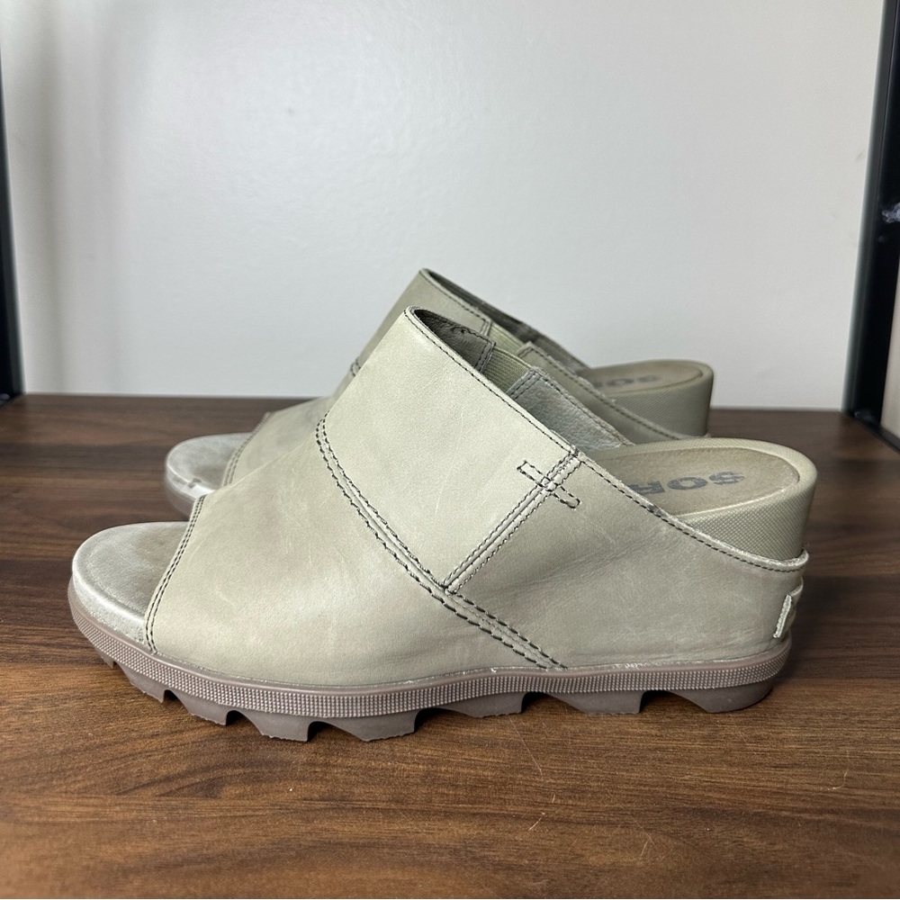 SOREL Joanie ll Leather Wedge Peep Toe Sandals Sz 10